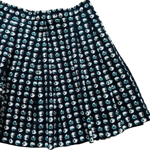 Banana Republic Skirt Navy Blue Green White Circle Print Pleated Pockets Size 6 - Picture 4 of 12